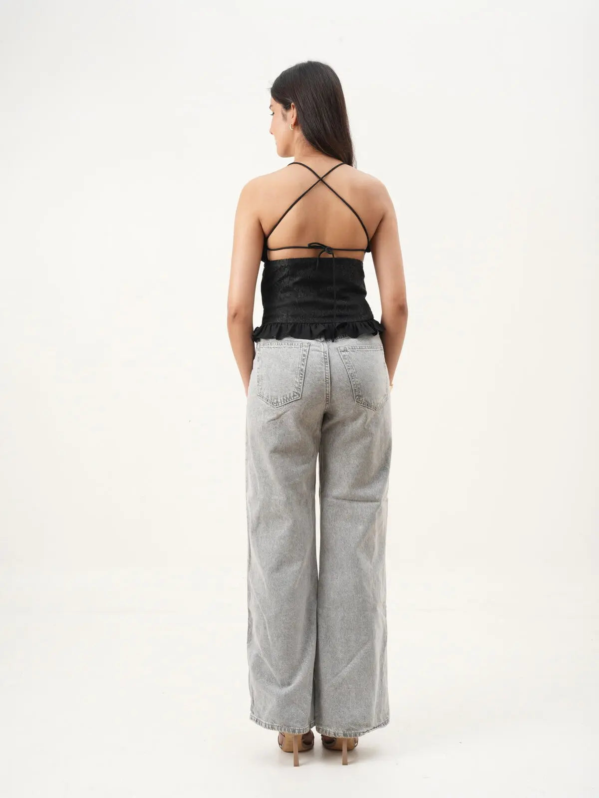 Black Floral Sweetheart Neck Sleeveless Fit & Flare Top with Hand-Embroidered Detailing (Copy) New Years Eve Collection