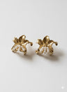 Gilded Orchid Studs with Pearl Accents NYE Jewellery