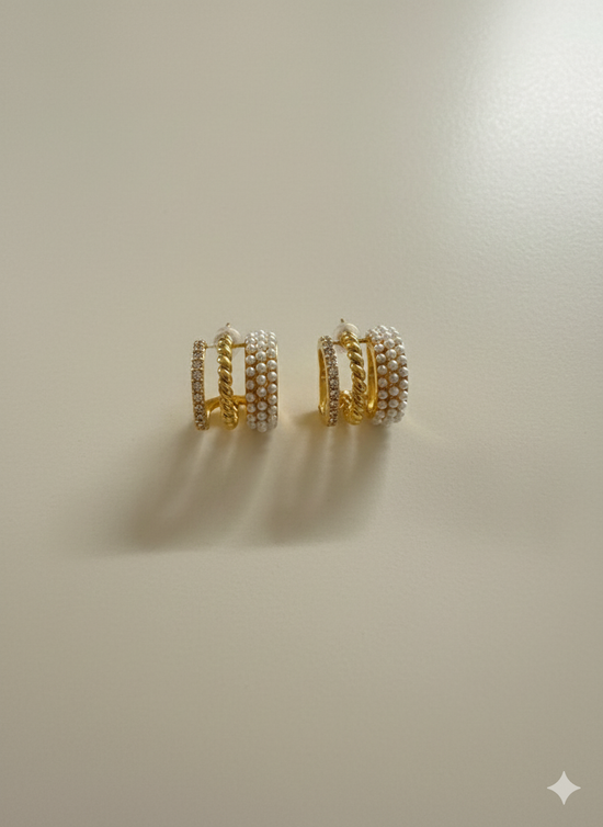 Pearl Trinity Hoops NYE Jewellery