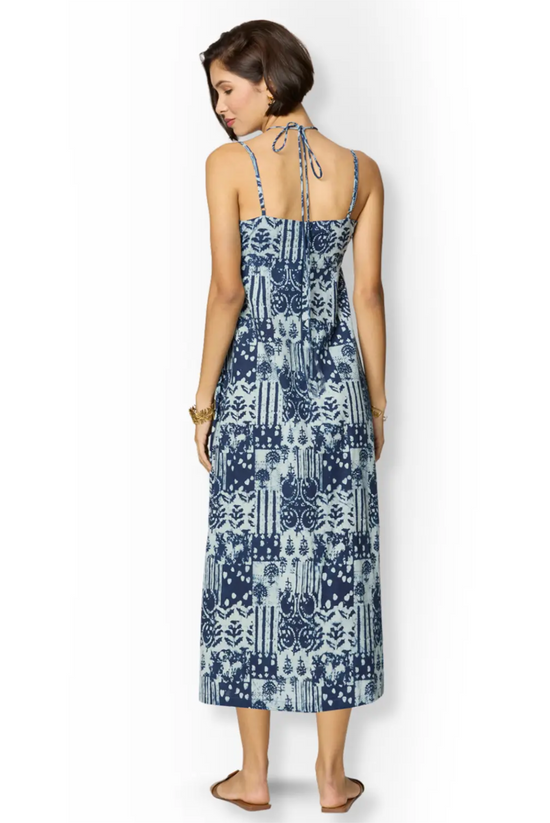 Indigo Blue Tie-Up Maxi Dress with Adjustable Straps