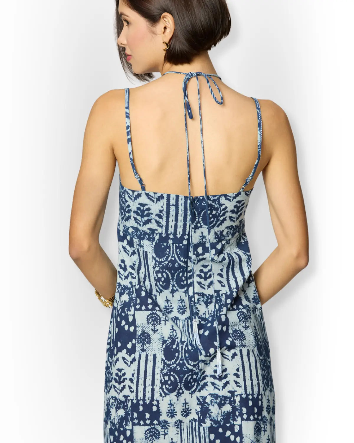Indigo Blue Tie-Up Maxi Dress with Adjustable Straps Beat the October Heat