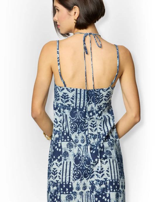 Indigo Blue Tie-Up Maxi Dress with Adjustable Straps Beat the October Heat