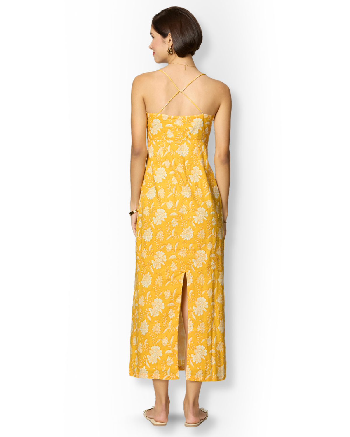 Yellow Spaghetti Strap Maxi Dress