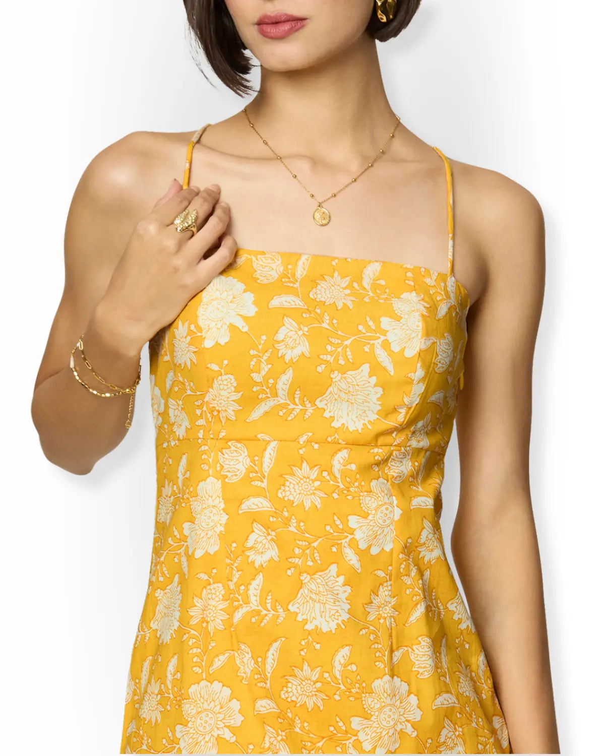 Yellow Spaghetti Strap Maxi Dress Beat the October Heat