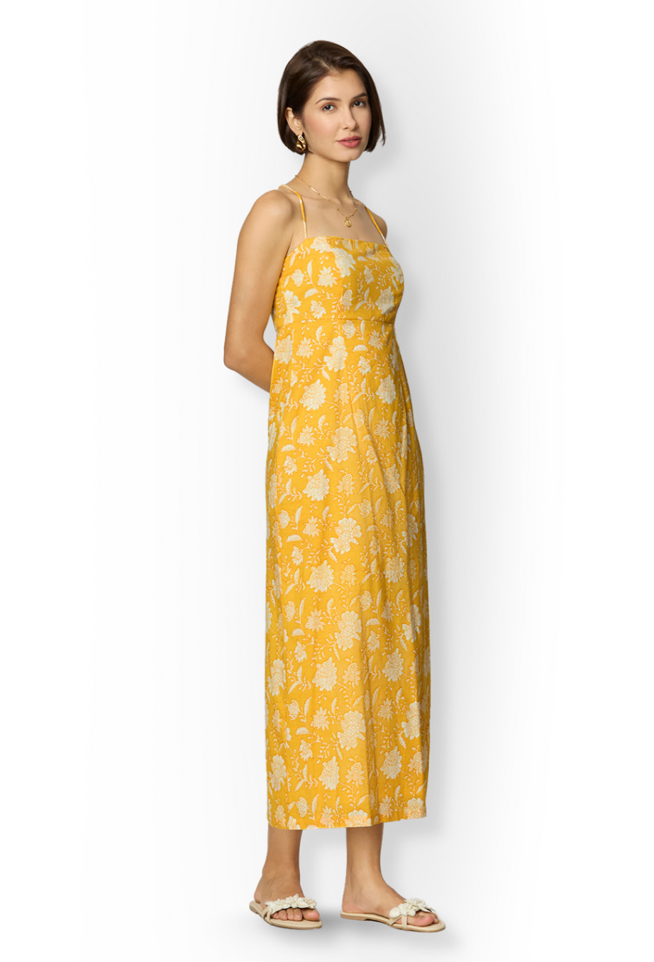 Yellow Spaghetti Strap Maxi Dress