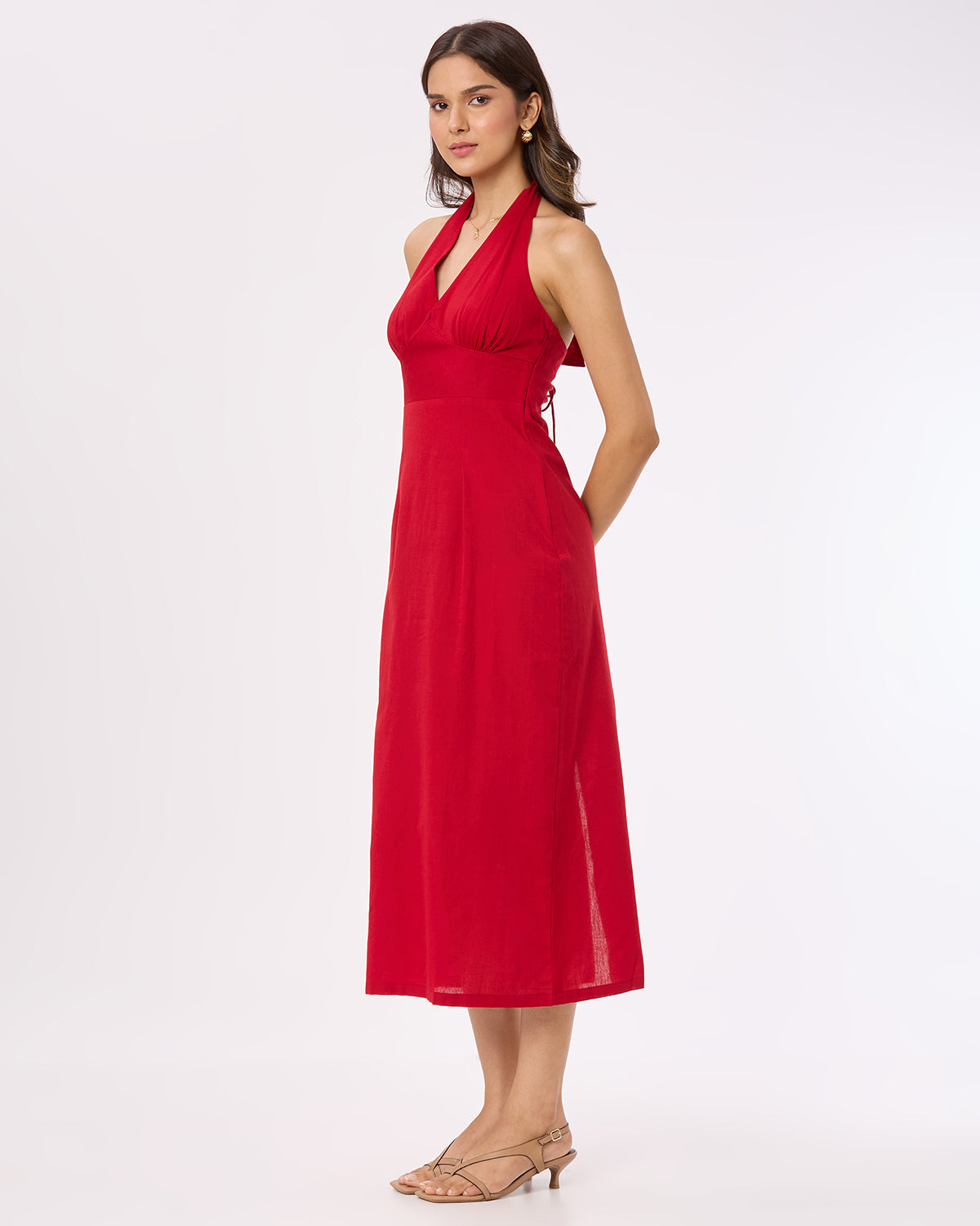 Red Halter Neck dress with Slit