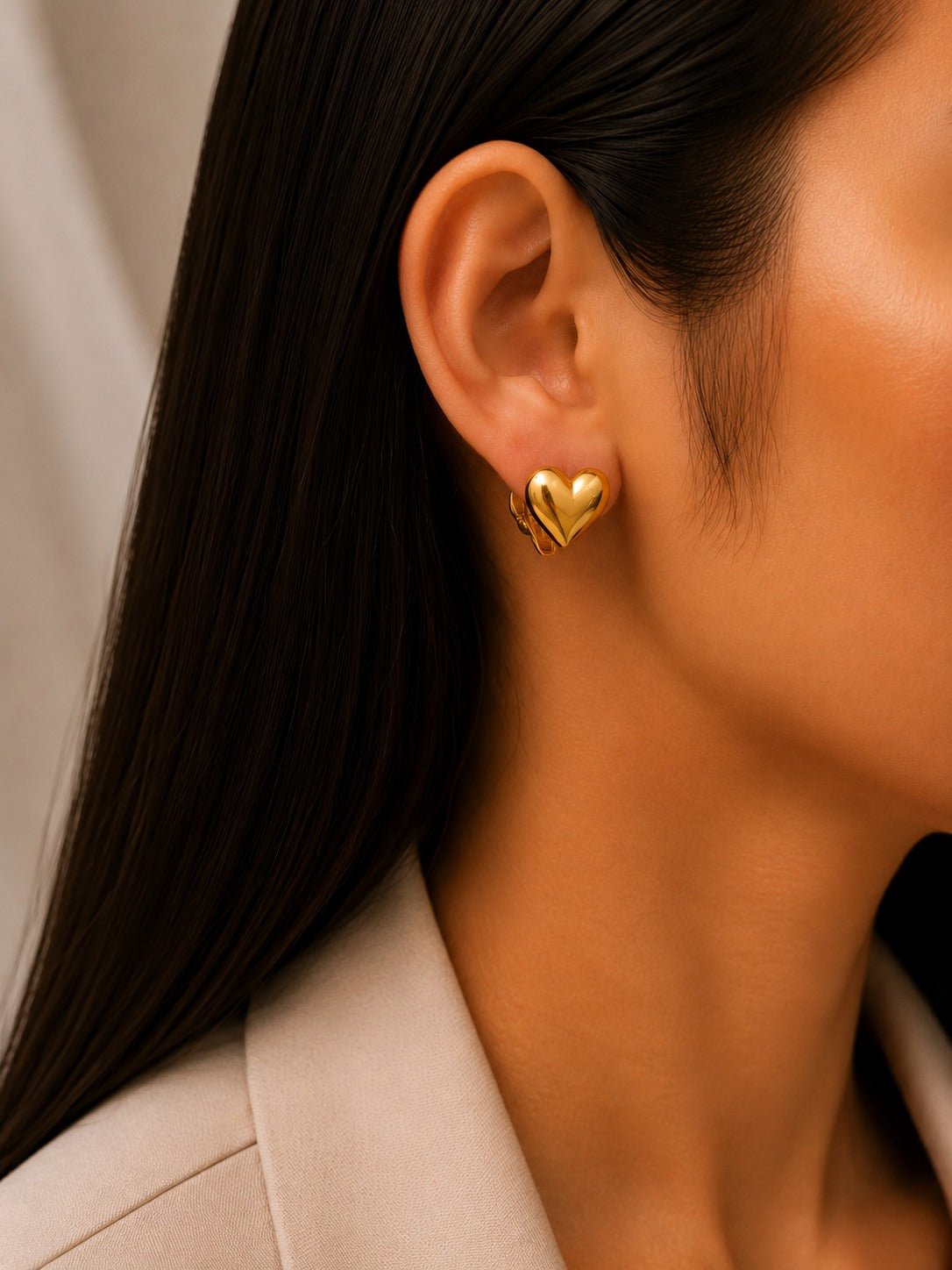 Puffy Heart Clip-On Earrings