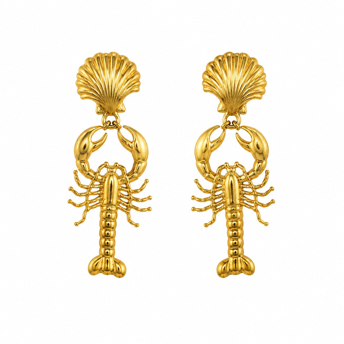 Golden Lobster Drop Earrings