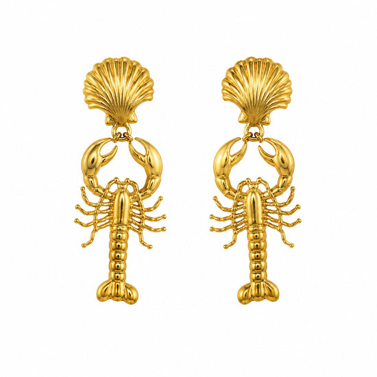Golden Lobster Drop Earrings