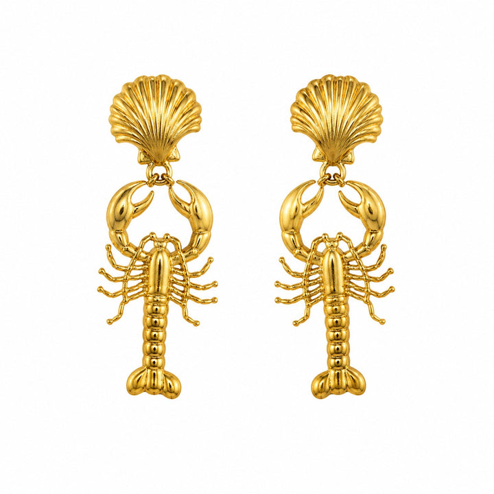 Golden Lobster Drop Earrings