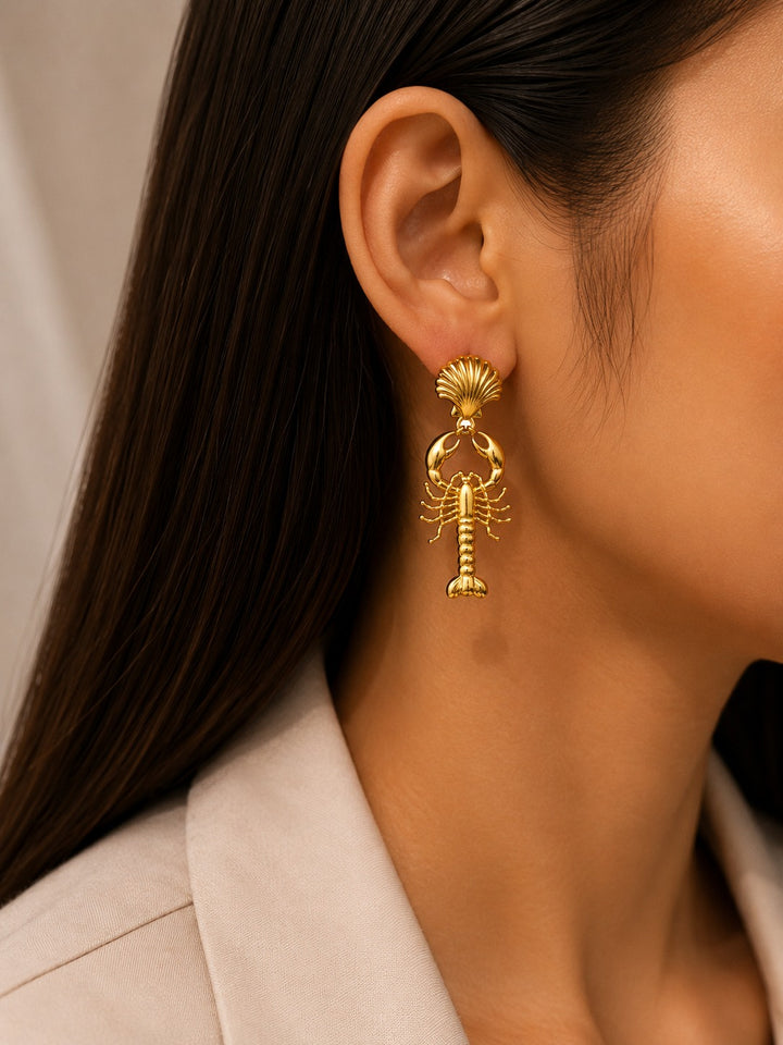 Golden Lobster Drop Earrings