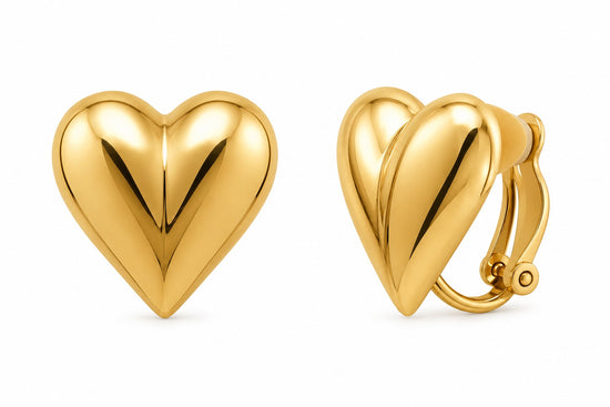 Puffy Heart Clip-On Earrings