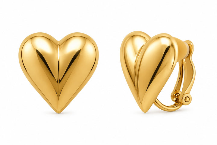 Puffy Heart Clip-On Earrings