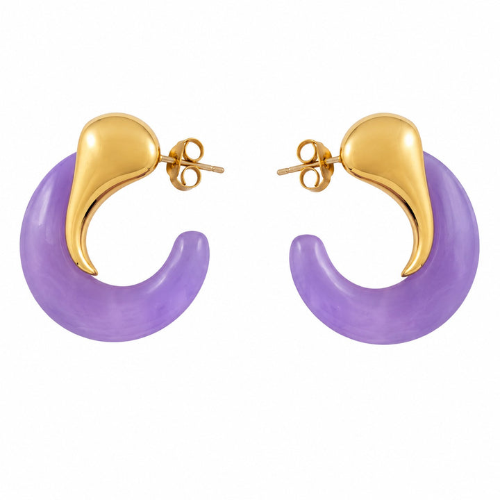 Lavender Crescent Hoop Earrings