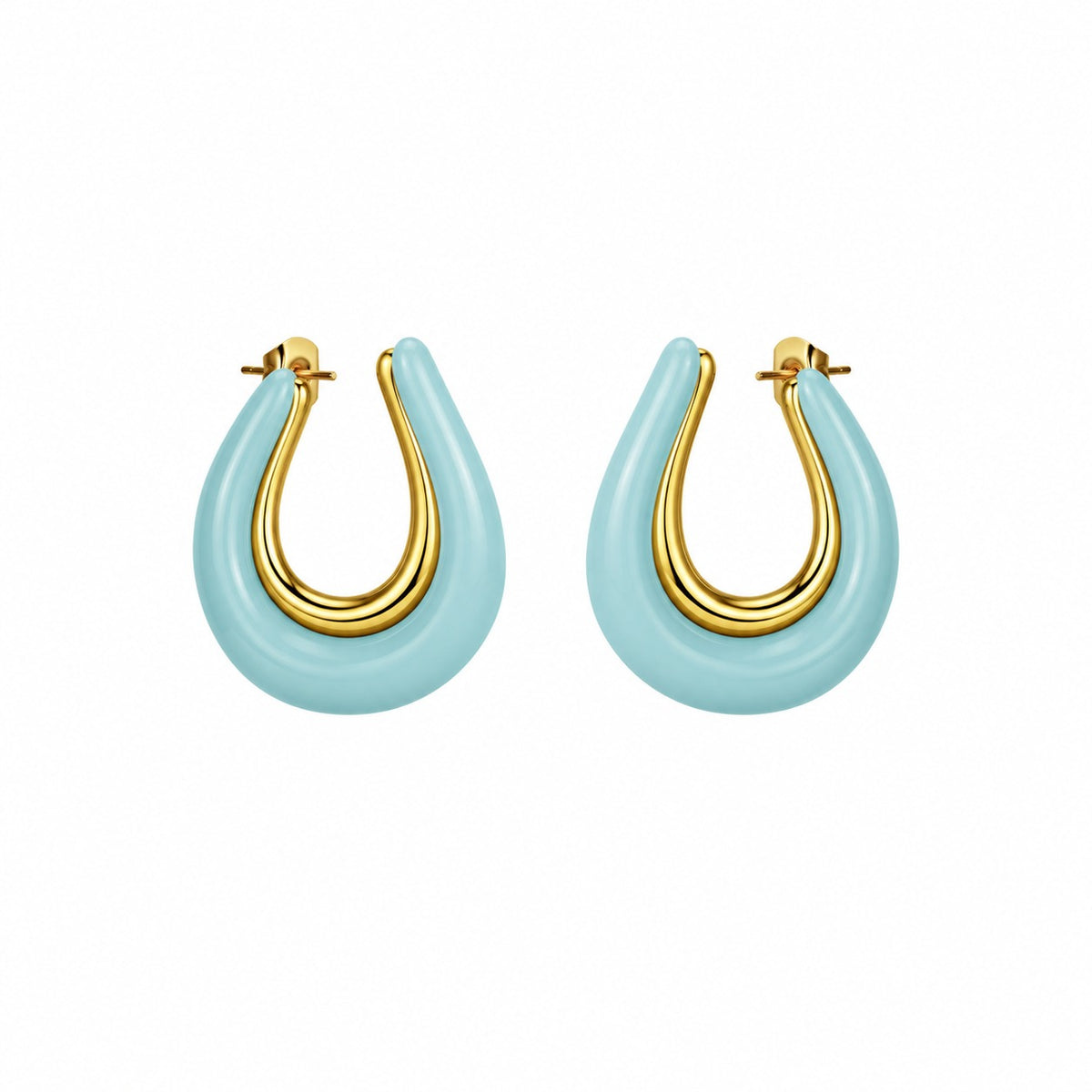 Aqua Crescent Hoop Earrings