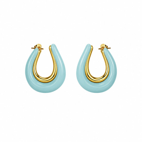 Aqua Crescent Hoop Earrings