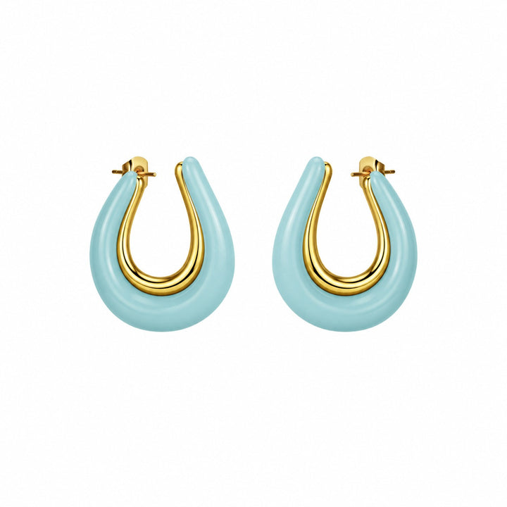 Aqua Crescent Hoop Earrings