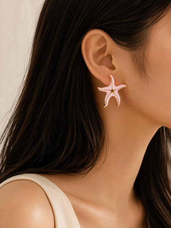 Pink Starfish Stud Earrings