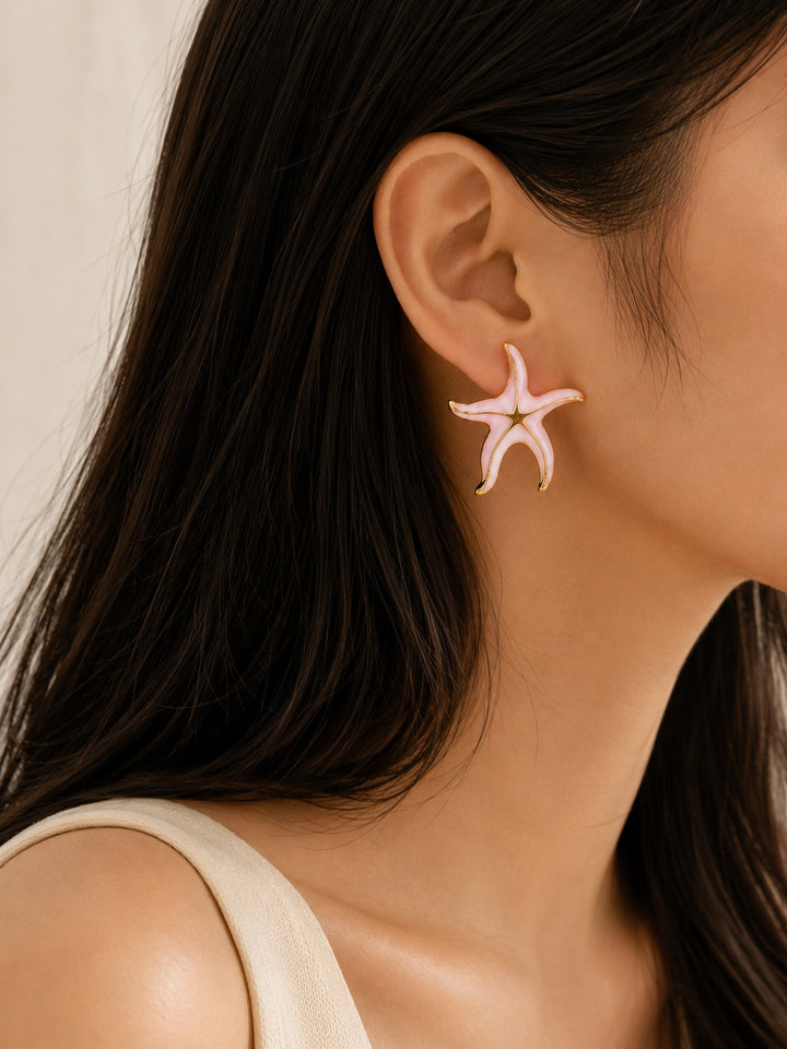 Pink Starfish Stud Earrings