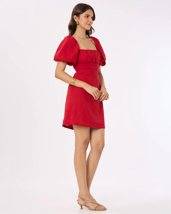 Red Solid Back Tie-up Short Dress Basic But Better