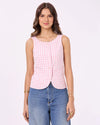 Baby Pink & White Checks Cotton Vest with Patch Pockets