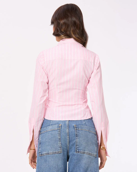 Pink and White Stripe Tie-up Shirt Basic But Better
