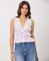 Purple and White Gingham Lace Top Basic But Better