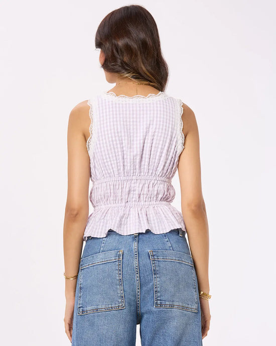 Purple and White Gingham Lace Top Basic But Better