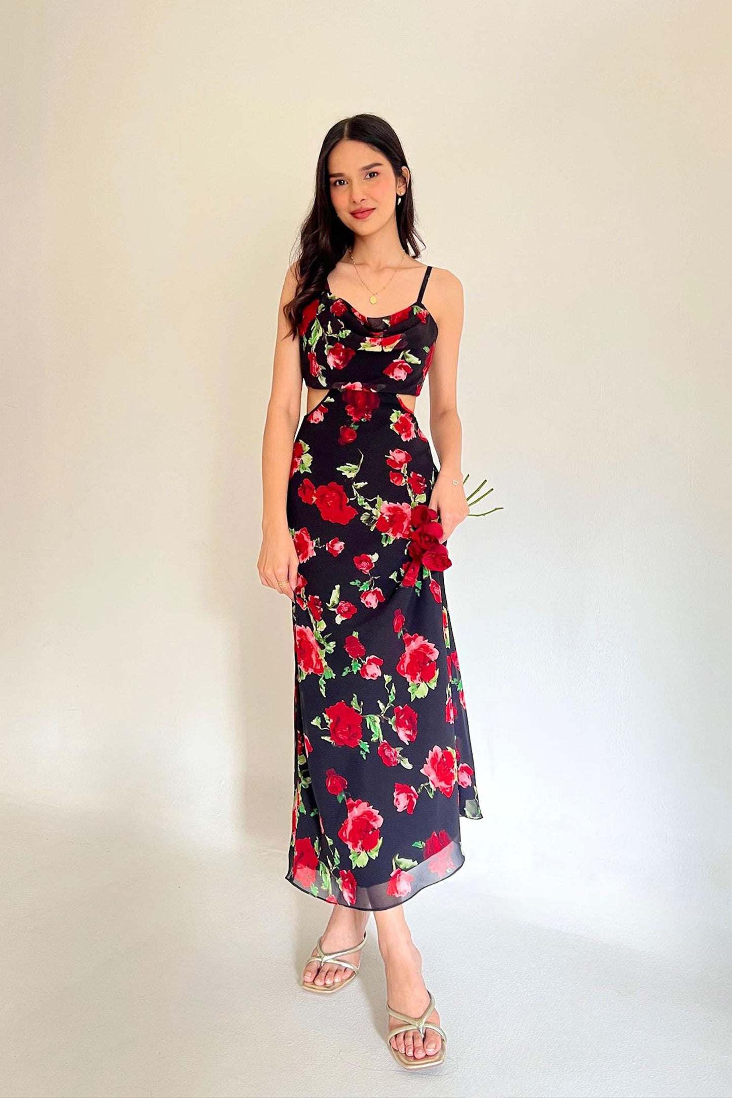 Rosalia Cowl Neck Maxi Dress Valentines Day Collection
