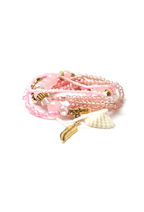 Beach Boho Bracelet Stack Set in Pink