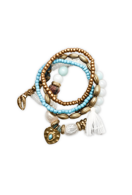 Boho Summer Gold-Toned Multi-Stack Bracelet Set