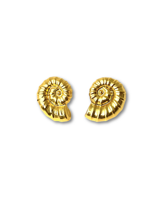 Golden Spiral Shells Studs Summer Jewellery