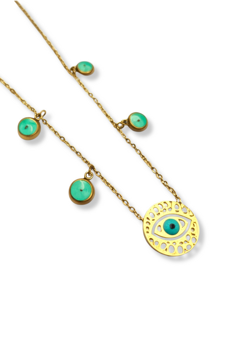 Summer Turquoise Evil Eye Charm Necklace