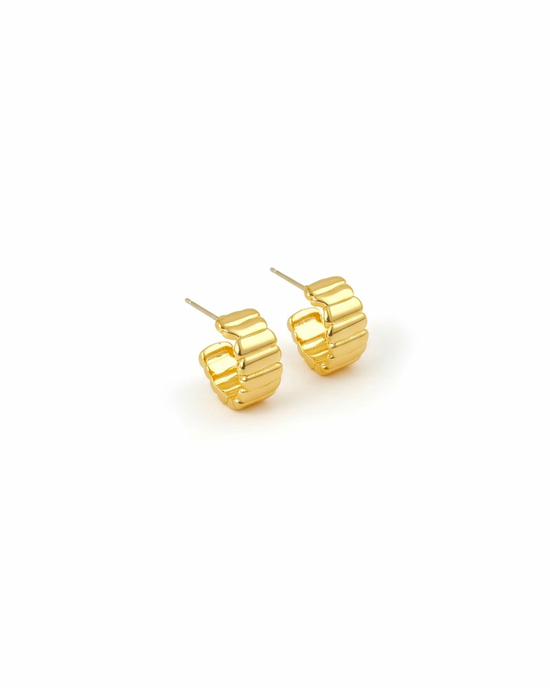 Ridge Gold Textured Hoops Summer Jewellery