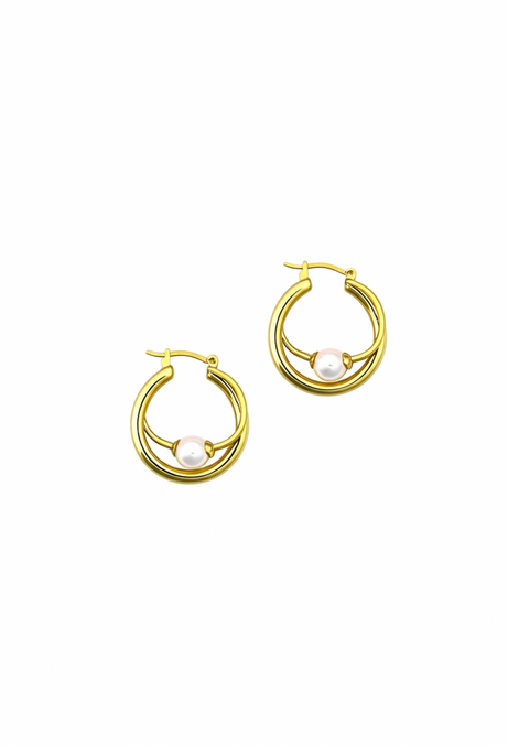 Lumina Double Hoops with Pearl