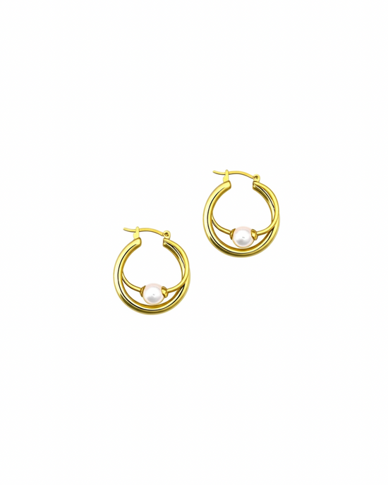 Lumina Double Hoops with Pearl Summer Jewellery