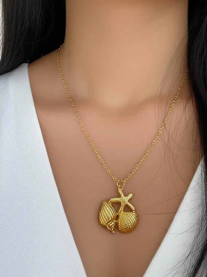 Beach Bliss Starfish and Seashell Necklace Summer Jewellery