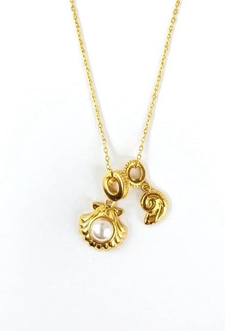 Delicate Gold Pearl & Shell Necklace