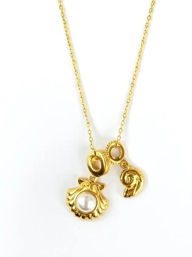 Delicate Gold Pearl & Shell Necklace Summer Jewellery