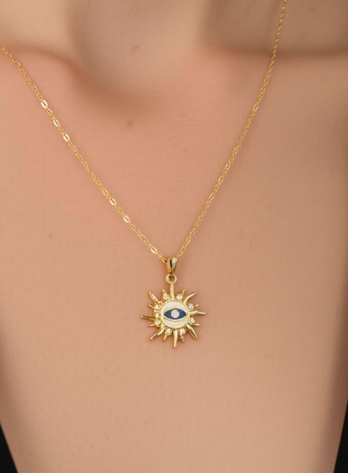 Sunburst Evil Eye Necklace Summer Jewellery