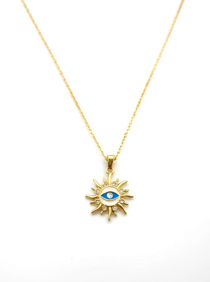 Sunburst Evil Eye Necklace Summer Jewellery