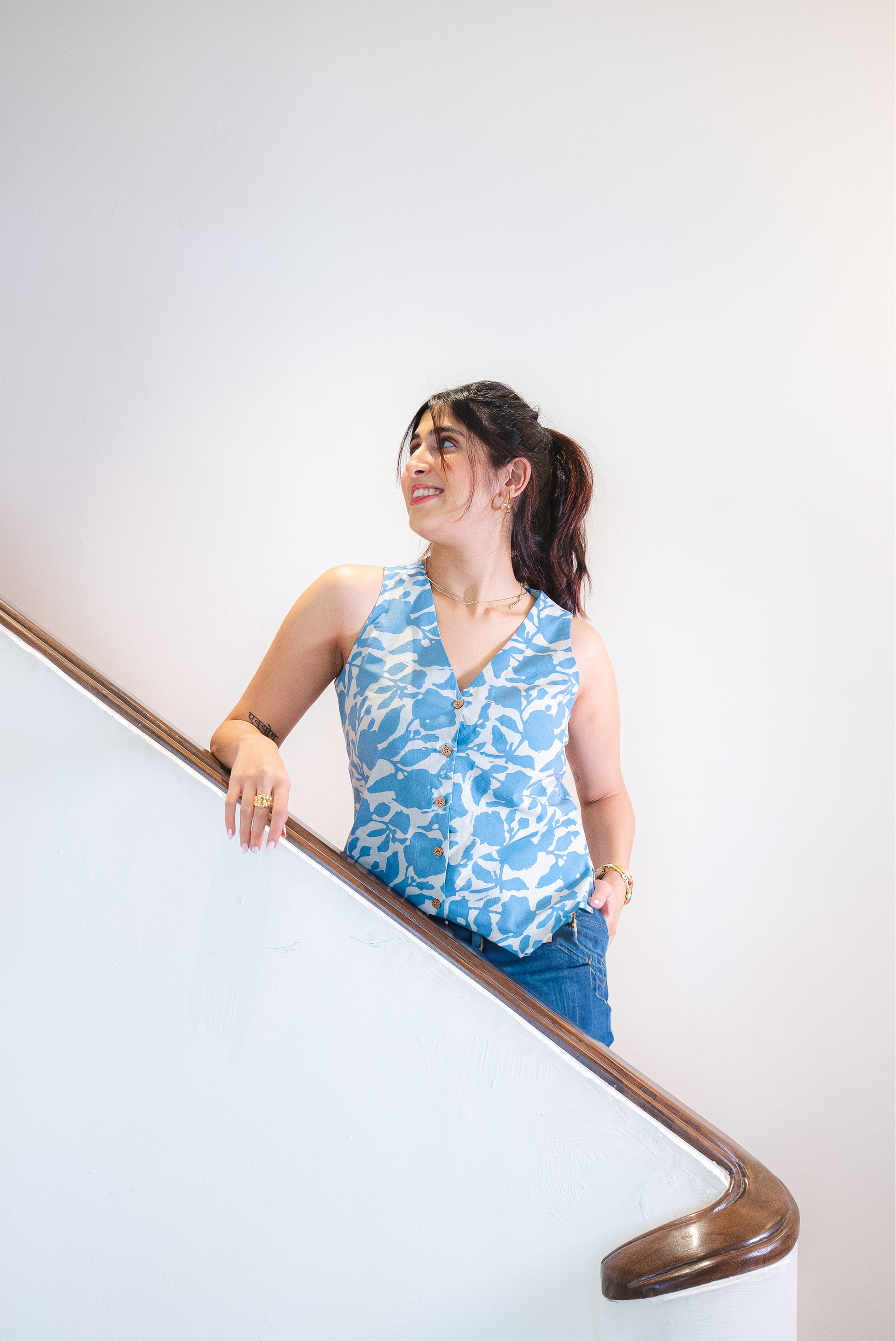 Powder Blue Floral Vest AMARAA