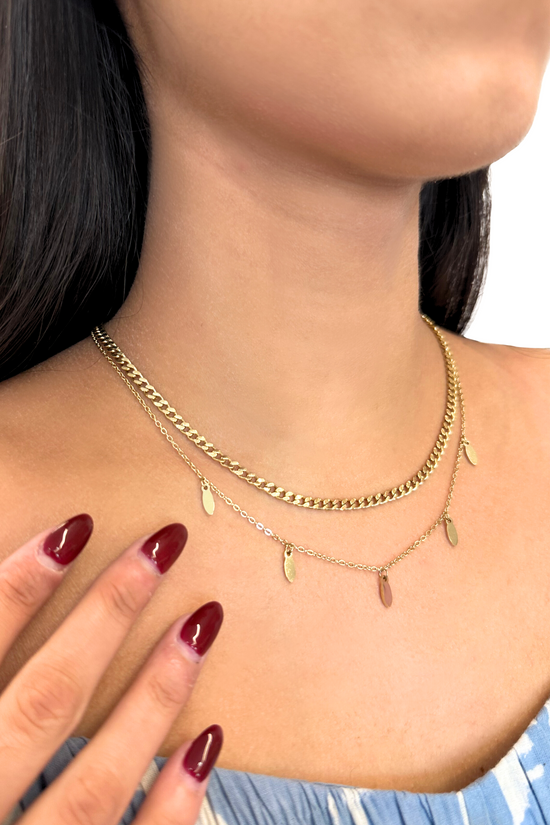 Dainty Double Layered Leaf Gold Chain Jewellery