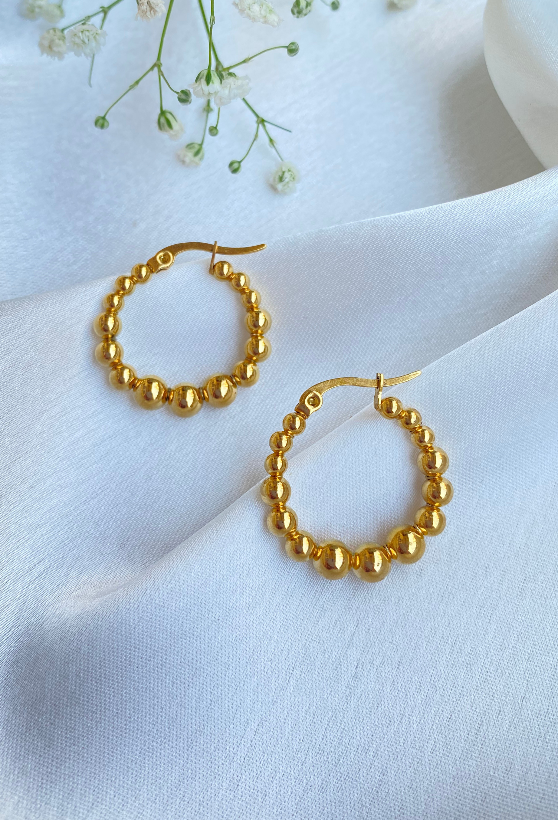 Elegant Beaded Hoop Earrings