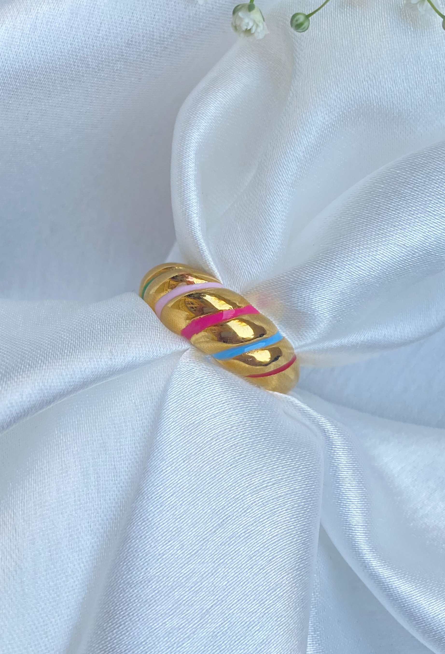 Rainbow Croissant Gold Ring