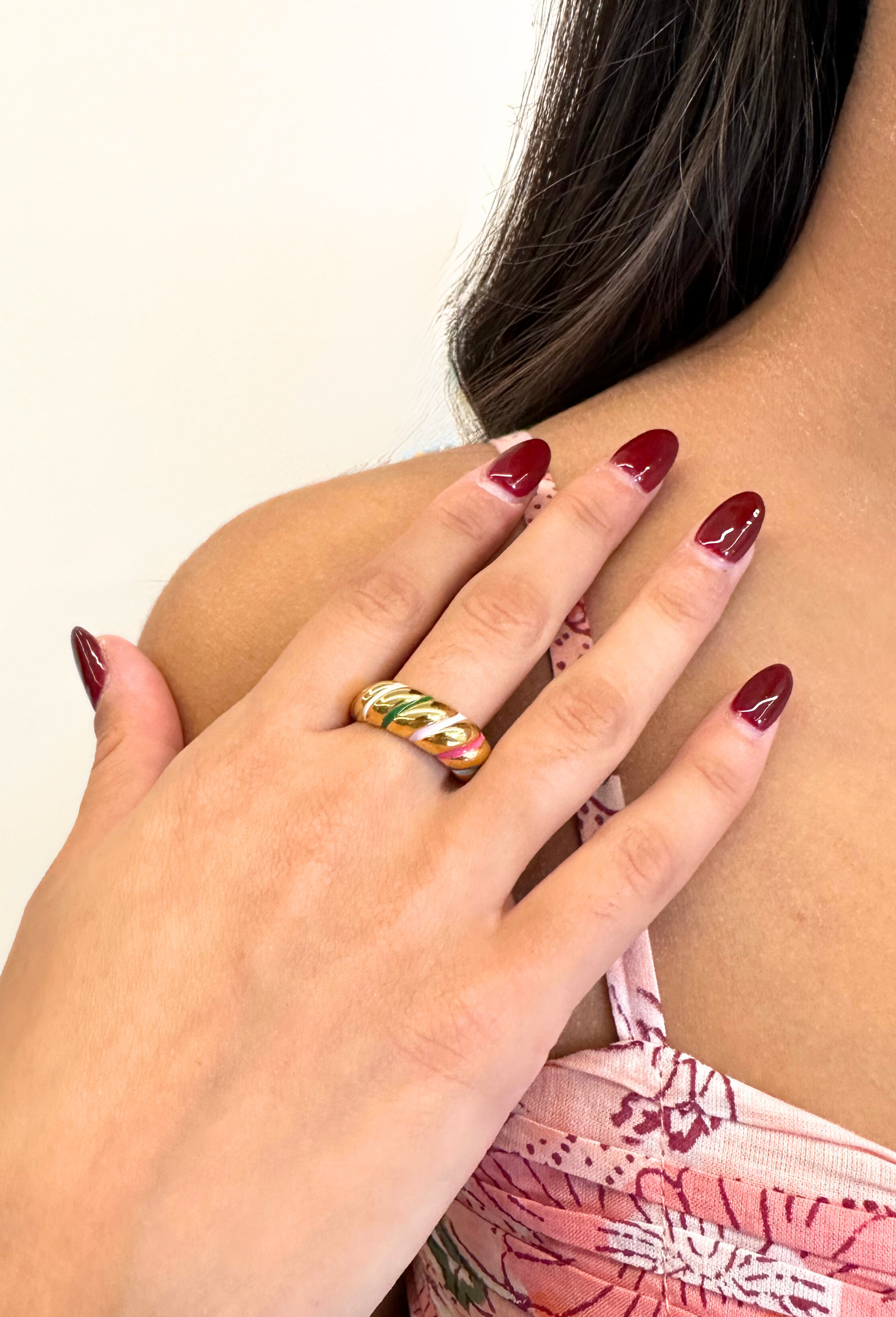 Rainbow Croissant Gold Ring