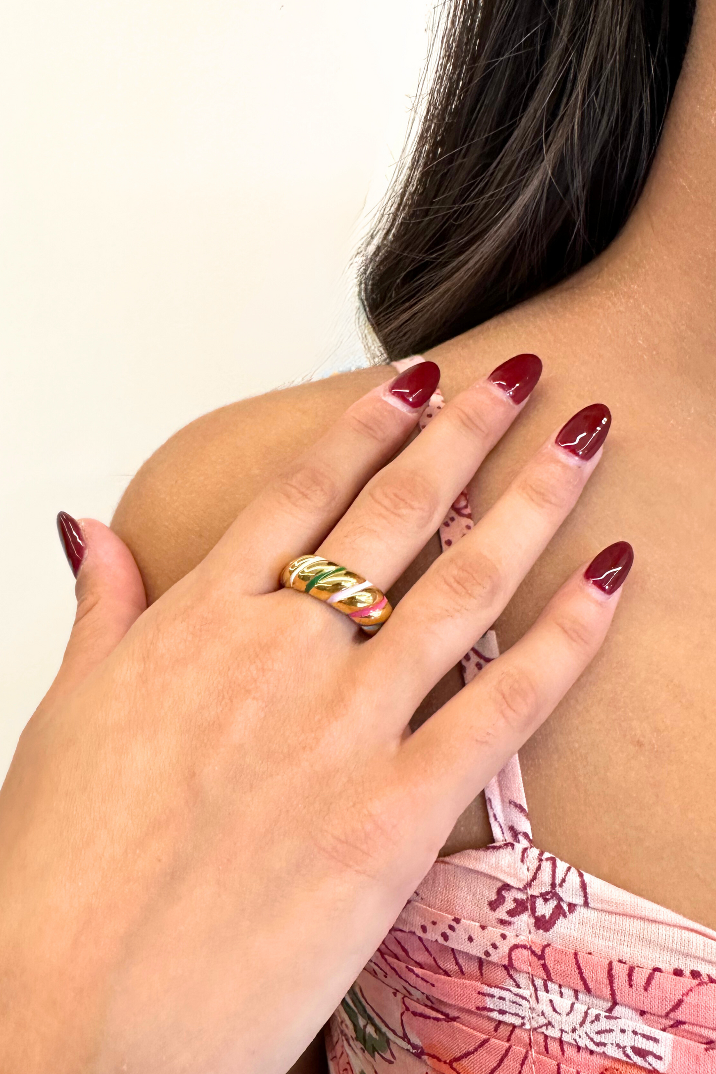 Rainbow Croissant Gold Ring Jewellery