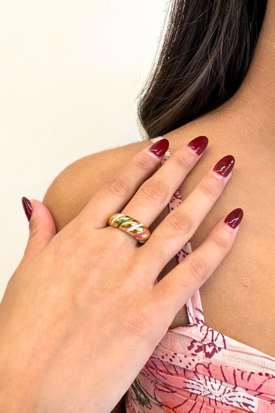 Rainbow Croissant Gold Ring Jewellery